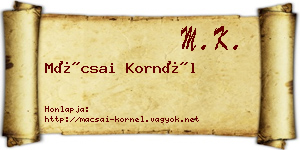 Mácsai Kornél névjegykártya
