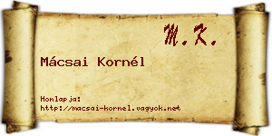 Mácsai Kornél névjegykártya