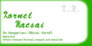 kornel macsai business card