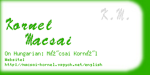 kornel macsai business card